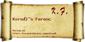 Korsós Ferenc névjegykártya
